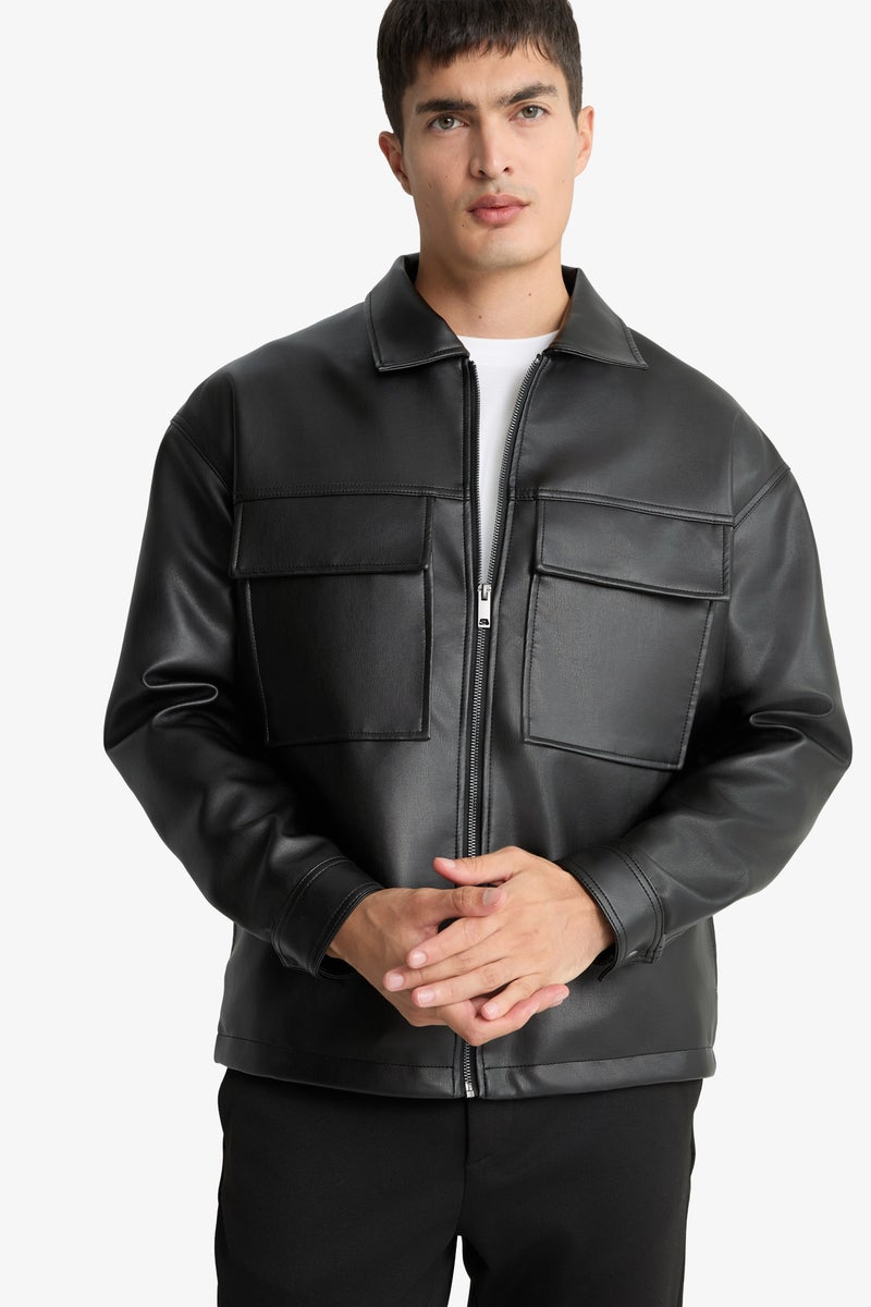 DeFacto Black Man Oversize Fit Shirt Collar Waterproof Jacket Casual - Image 3